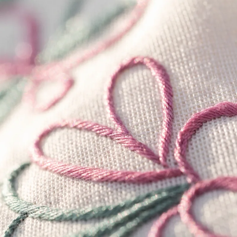 布に縫われた刺繍のアップ
